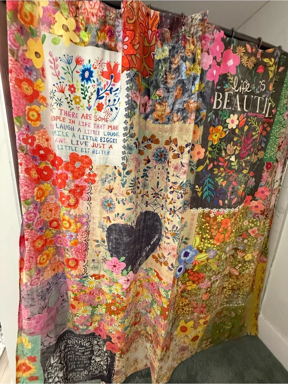 NATURAL LIFE Colorful Patchwork Floral Shower Curtain - Multicolor